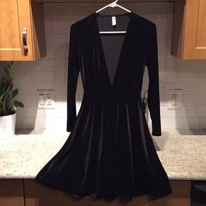 American Apparel Velvet Deep V Skater Dress